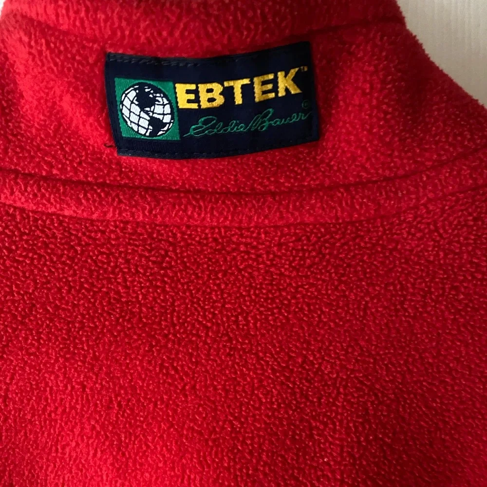VINTAGE‎ Eddie Bauer EBTEK Red Fleece Quarter Zip Pullover SZ M